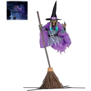 Bruja Voladora Halloween con Sonidos y Luces de 1.80m