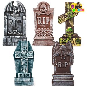 Set de 5 Lápidas de Halloween con Esta de Metal - 43cm de Altura
