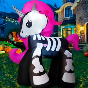 Unicornio Inflable de Halloween con LED - Decoración Exterior de 157cm