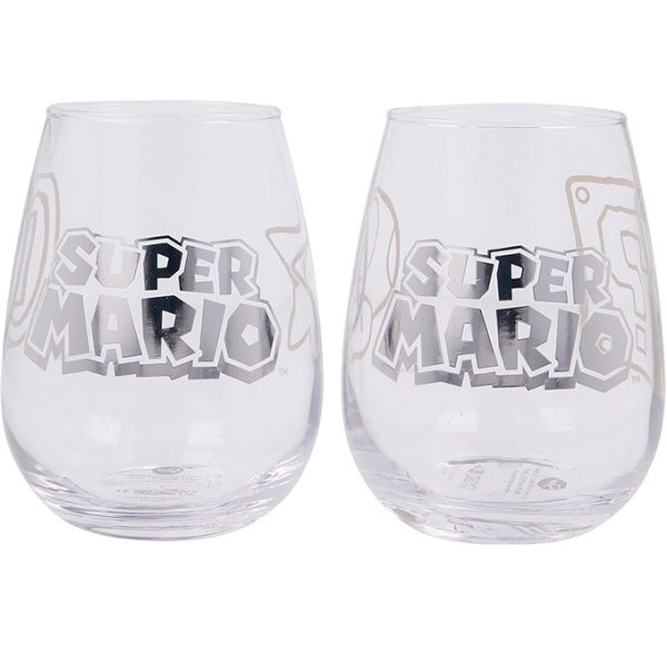 Juego de 2 Vasos de Agua de Cristal Super Mario