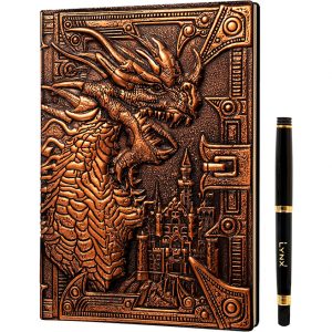 Cuaderno con Dragón de Bronce 3D Cuero Sintético