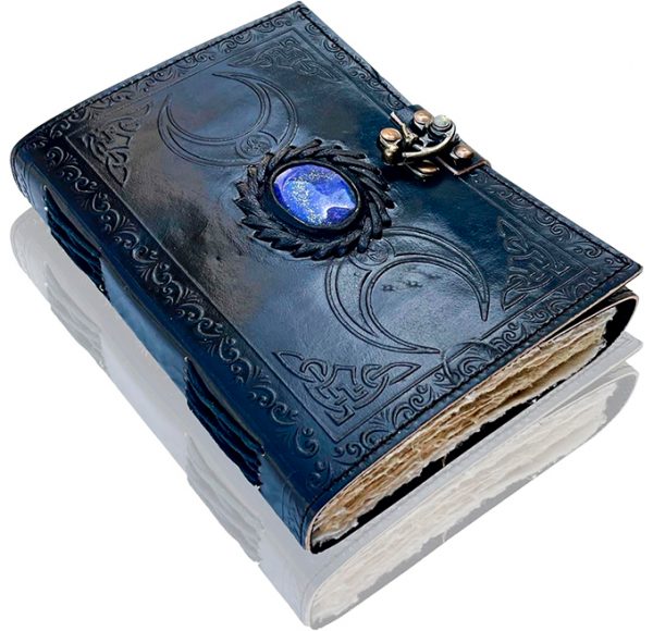 Diario de cuero Wicca con cierre antiguo