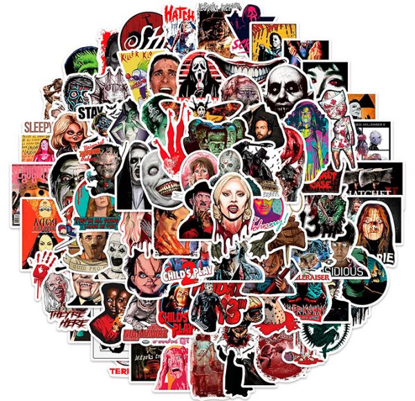 100 Pegatinas de Películas de Terror Impermeables