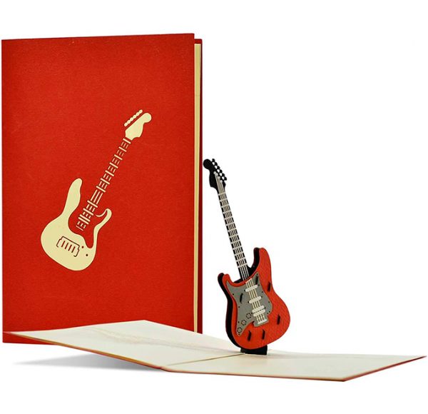 Tarjeta de Música 3D con Guitarra Eléctrica, Tarjeta Desplegable