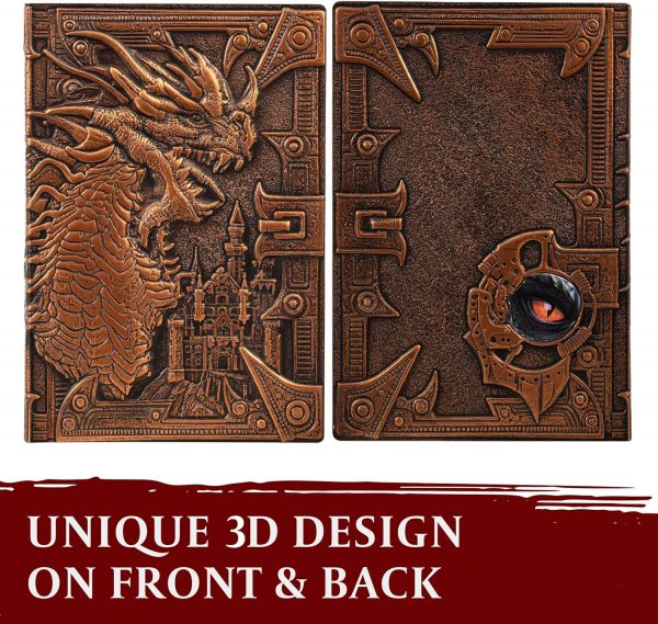 Cuaderno/Libreta de 200 Páginas con Dragón de Bronce 3D Cuero Sintético - Imagen 7