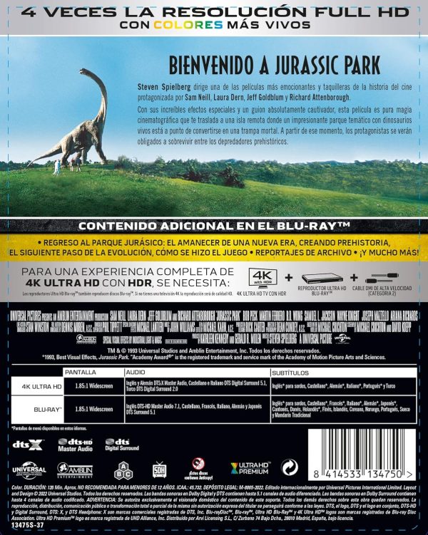 Jurassic Park (4K UHD + Blu-ray) Edición Especial Metálica - Imagen 2